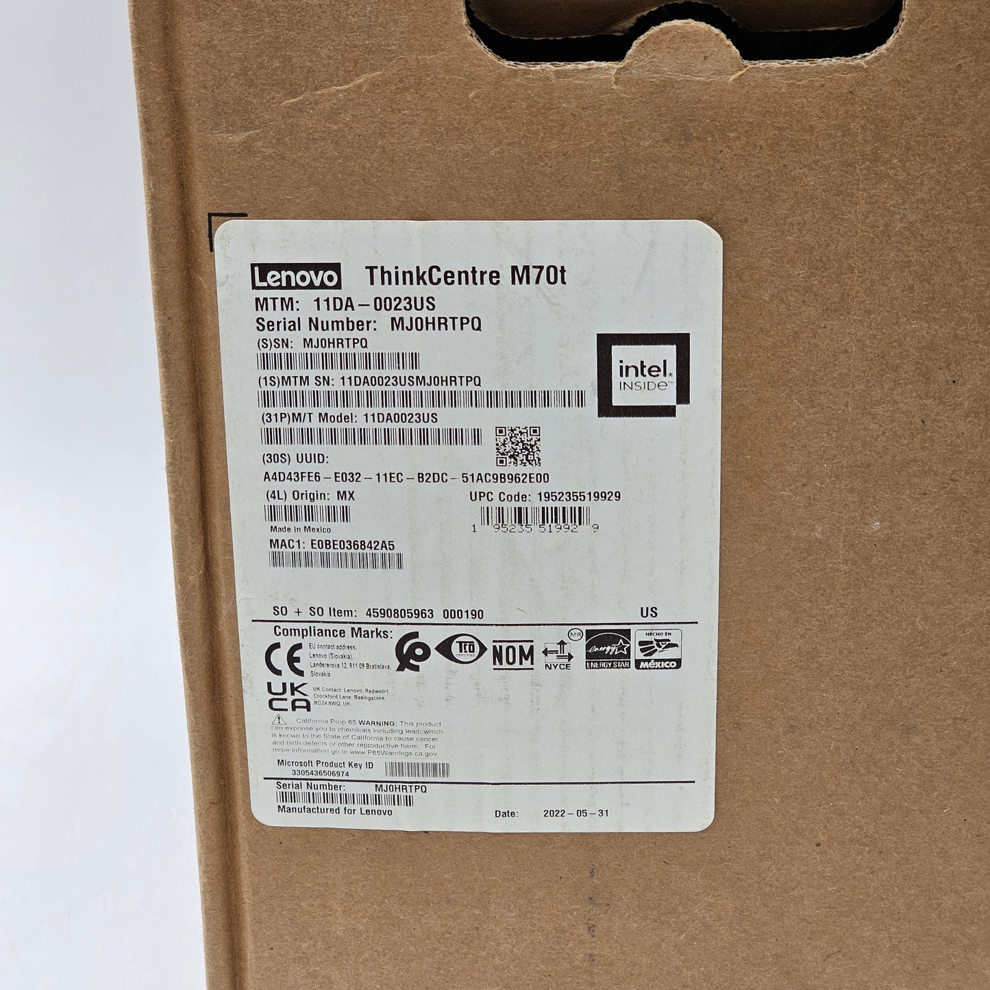 New LENOVO THINKCENTRE M70T Desktop Computer
