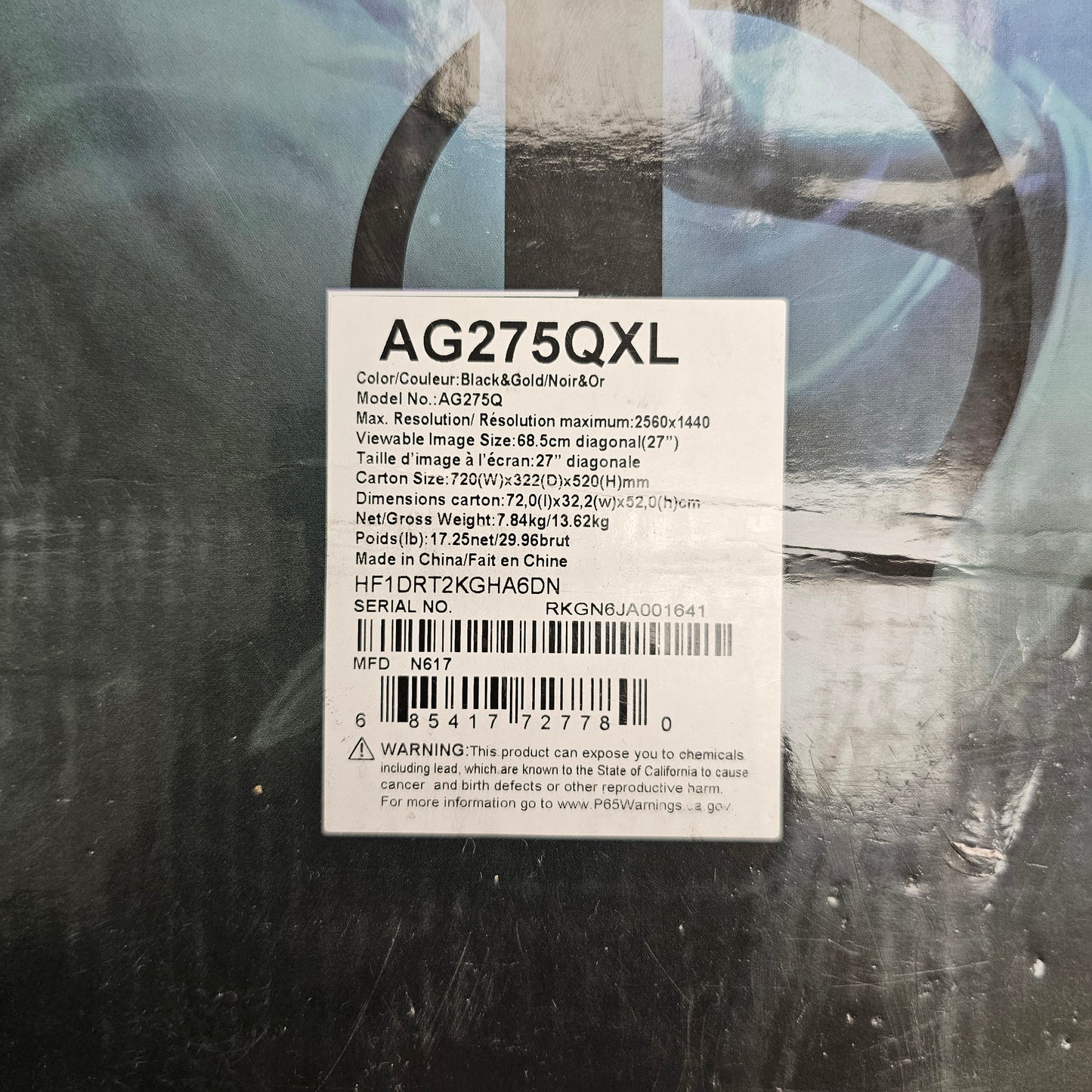 New AOC Agon Pro 27" GSYNC 170hz 1ms League of Legends Edition Gaming Monitor