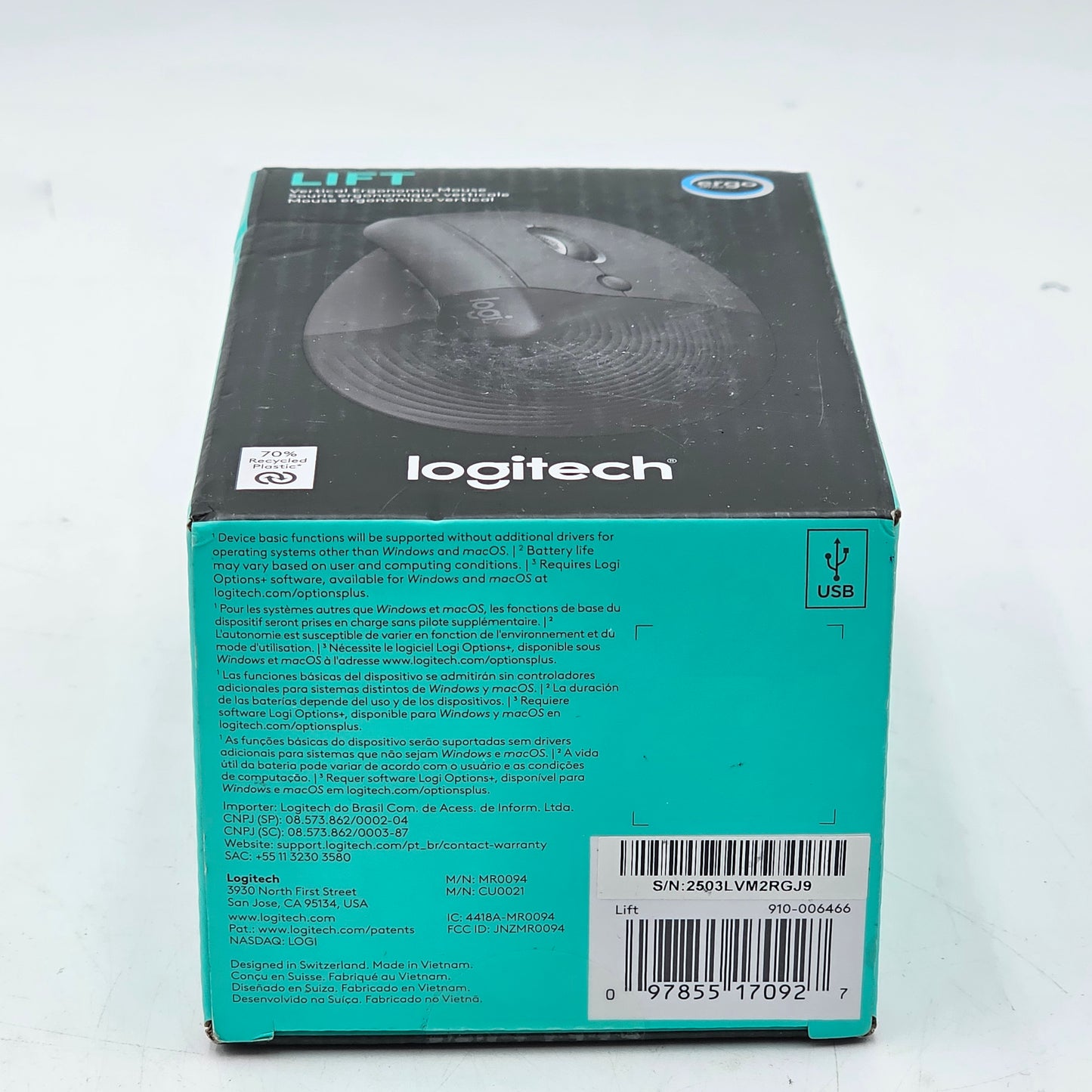 New Logitech Logitech Lift Vertical Ergonomic Mouse 910-006466
