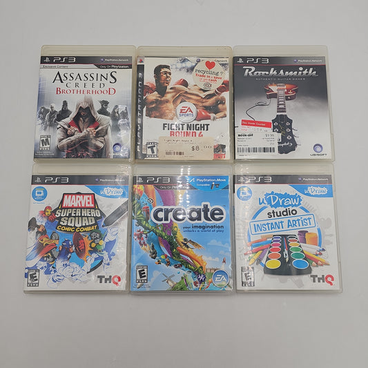 Sony Playstation 3 Game Lot of 6 (A Creed, Fight Night, Rocksmith...)