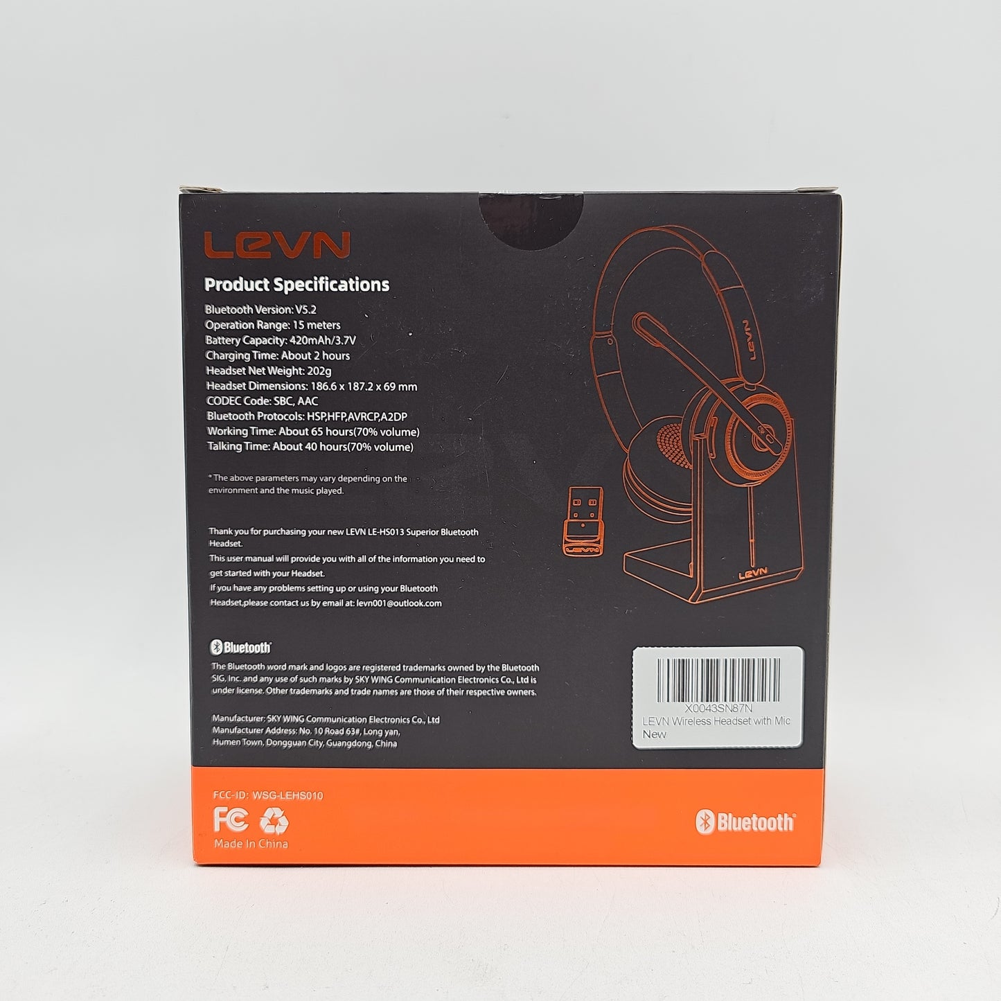 New Levn Bluetooth Headset Superior LE-HS013