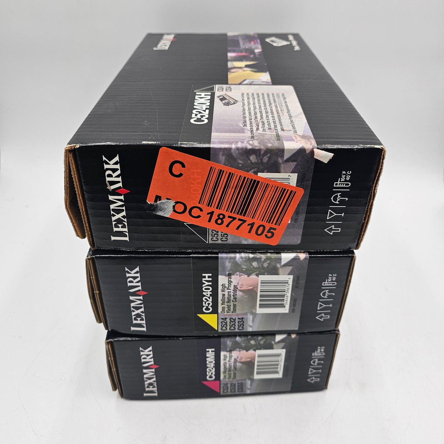 New Lexmark High Yield Toner Cartridge Set – C5240KH Black, C5240MH Magenta, C5240YH Yellow