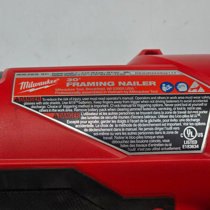 Milwaukee 2745-20 M18 18V 30 Degree Framing Nailer