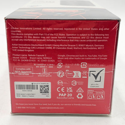 New Nebula THE POCKET CINEMA CAPSULE 3 Full HD 1080P LED Projector D2425