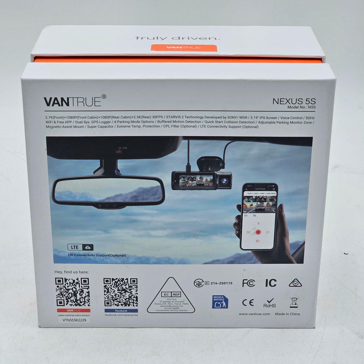 New Vantrue N5S Dash Cam 4 Channel 360 Degree 2.7K