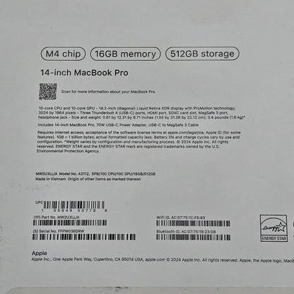 2023 Apple MacBook Pro 14" M4 10C GPU 4.0GHz 16GB RAM 512GB SSD A3112
