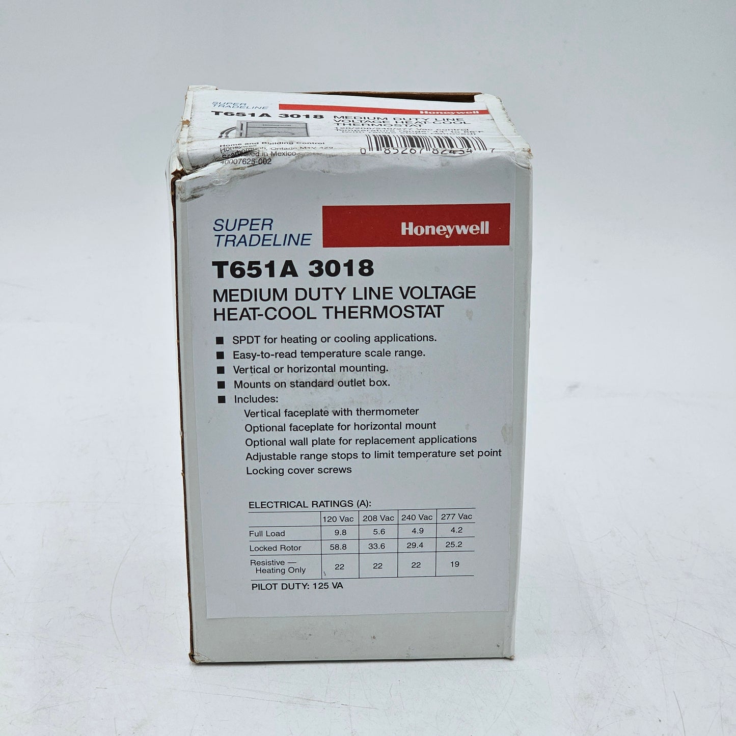 New Honeywell 3018 Heat-Cool Line Voltage Thermostat T651A