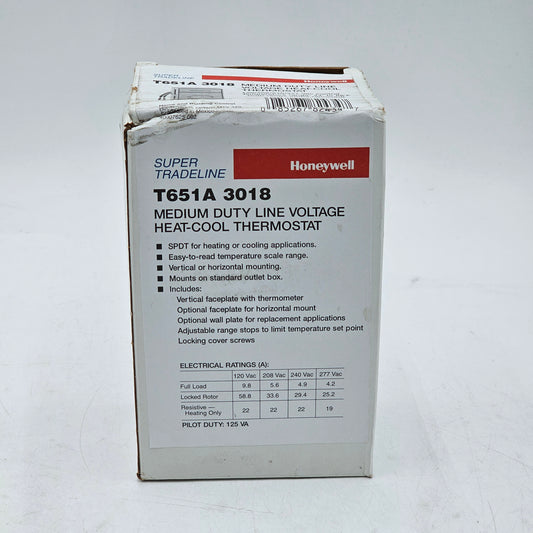 New Honeywell 3018 Heat-Cool Line Voltage Thermostat T651A