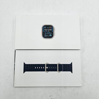 Unlocked Apple Watch Ultra 2 49MM Natural Titanium Blue Ocean Band MREG3LW/A