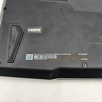MSI Sword 17 A11UD 17.3" i7-11800H 2.3GHz 16GB RAM 512GB SSD GeForce RTX 3050 Ti