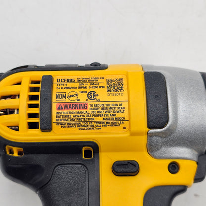 New DeWalt DCF885 20V MAX 1/4" Cordless Impact Driver