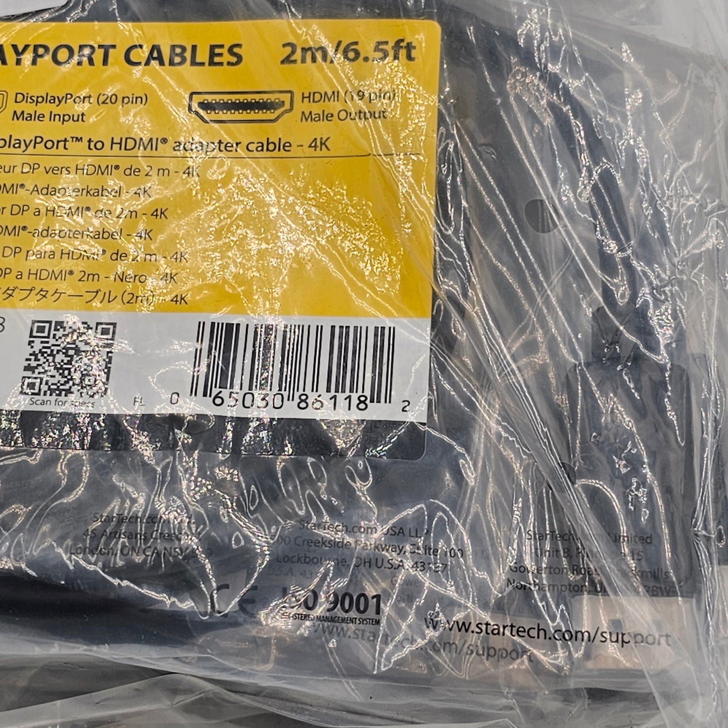 New StarTech DisplayPort Cables 2m/6.5ft Adapter Cable 4K Lot of 10
