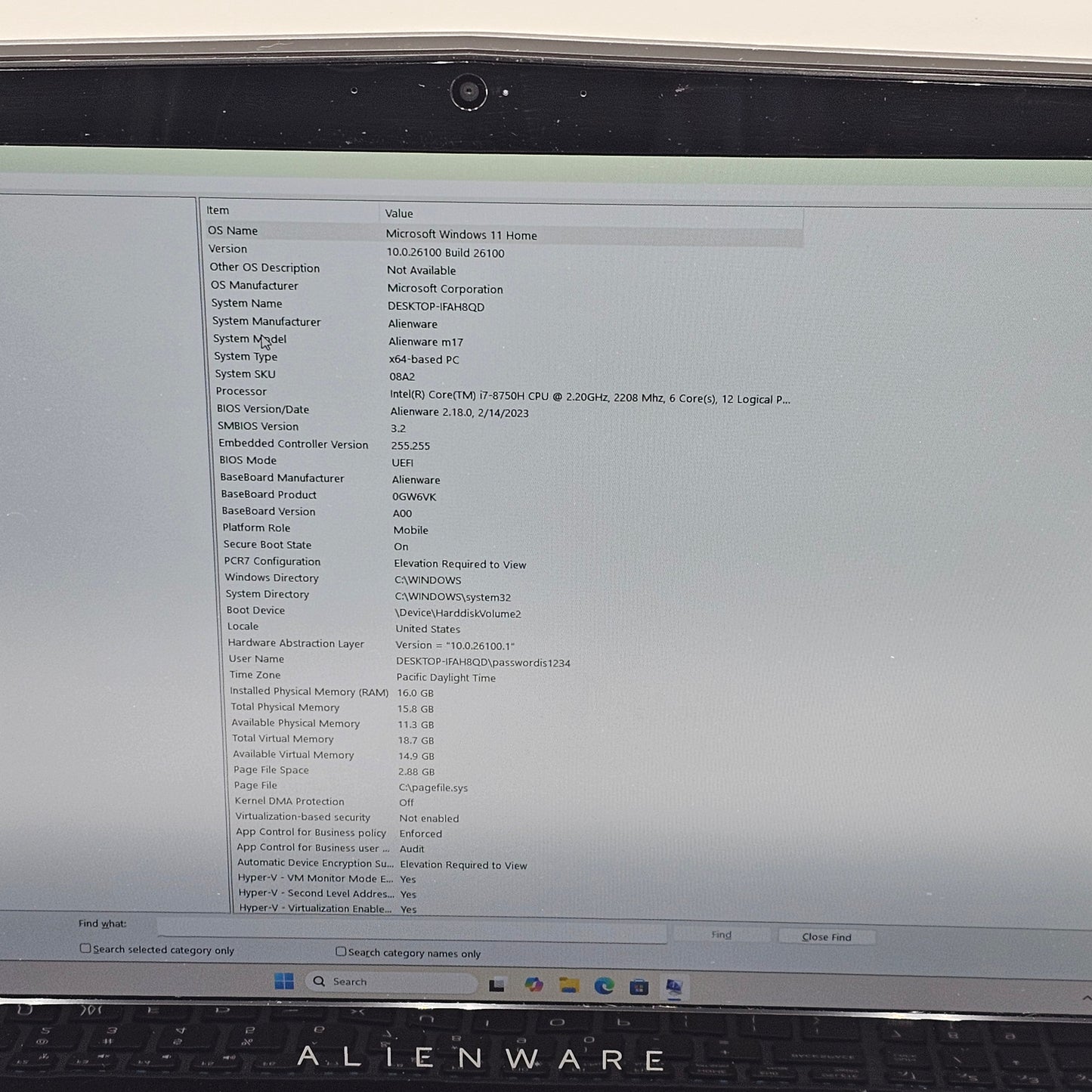 Alienware M17 17.3" i7-8750H 2.2GHz 16GB RAM 512GB SSD GeForce RTX 2070 Max-Q