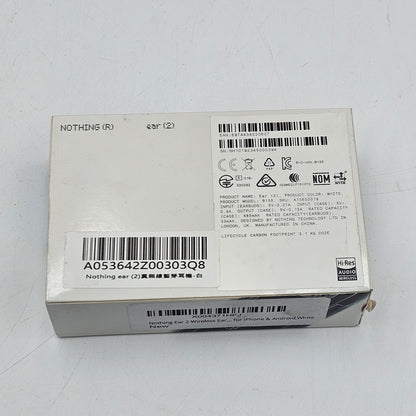 New NOTHING EAR 2 Noise Cancelling Wireless Earbuds  WHITE B155