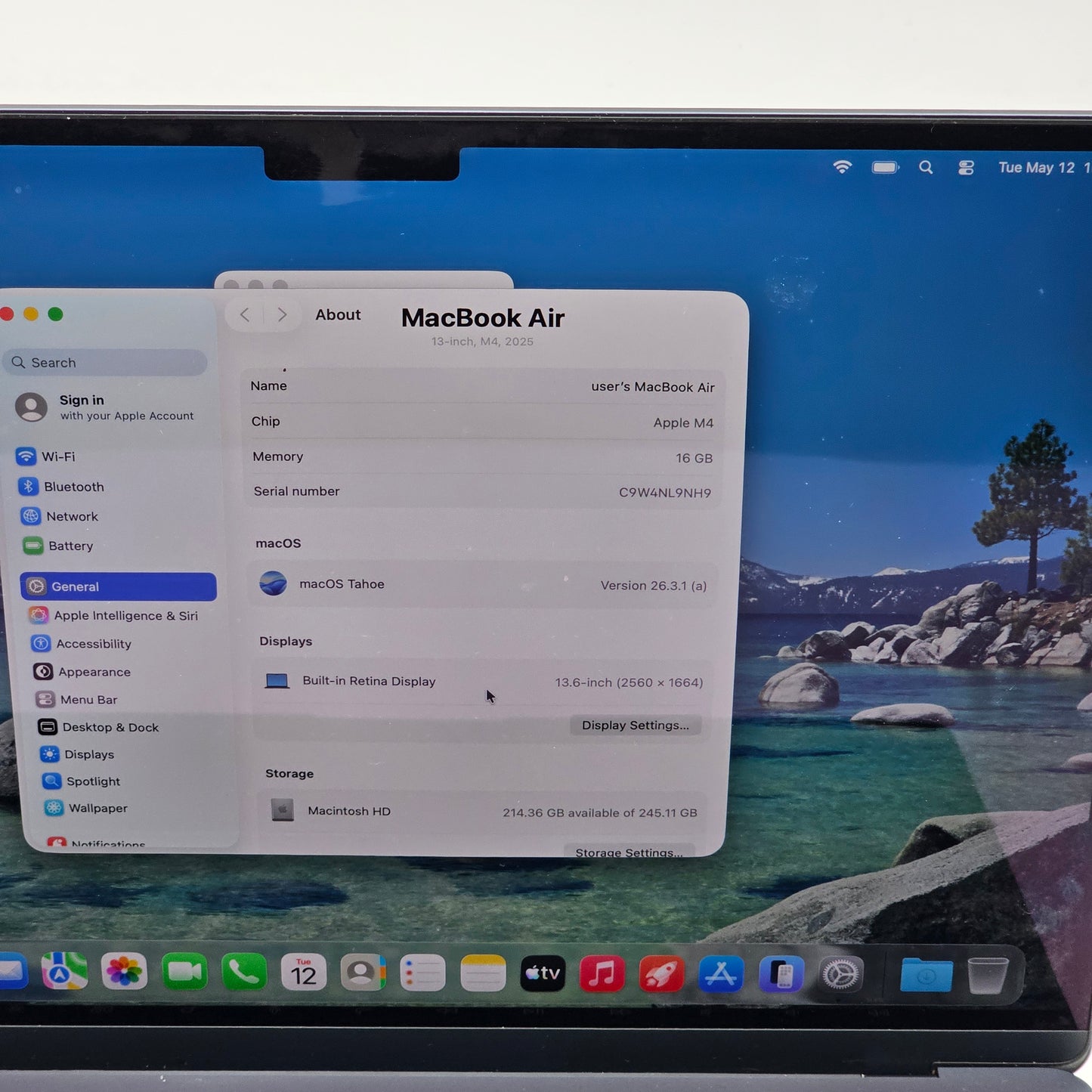 2025 Apple MacBook Air 13" M4 8C GPU 4.5GHz 16GB RAM 256GB SSD A3240