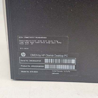 HP Omen Custom PC Core i7-9700 3.0GHz 16GB RAM 256GB SSD GeForce GTX 1660 Ti