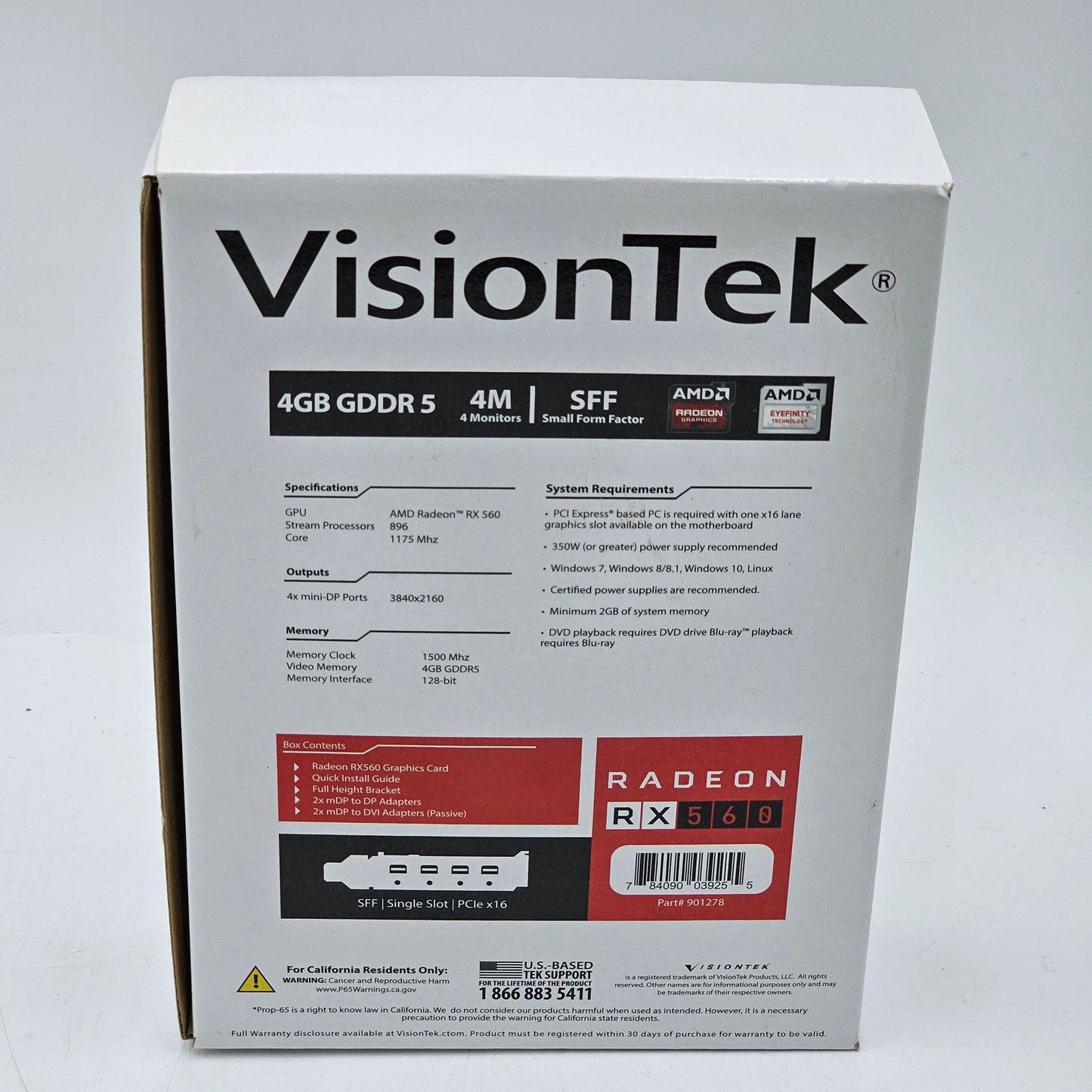 VisionTek Radeon RX 560 4GB GDDR5 Graphics Card 901278