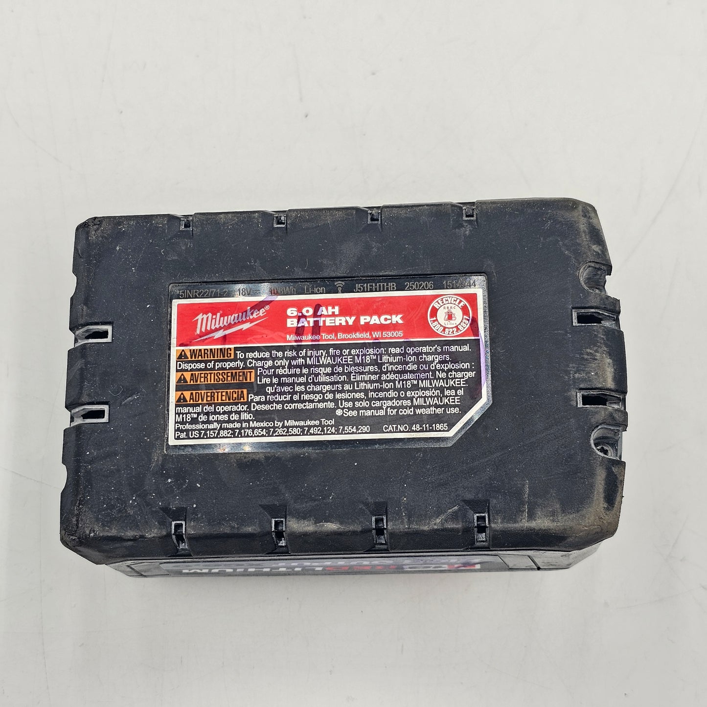 Milwaukee M18 REDLITHIUM HIGH OUTPUT XC 6.0 Battery 48-11-1865