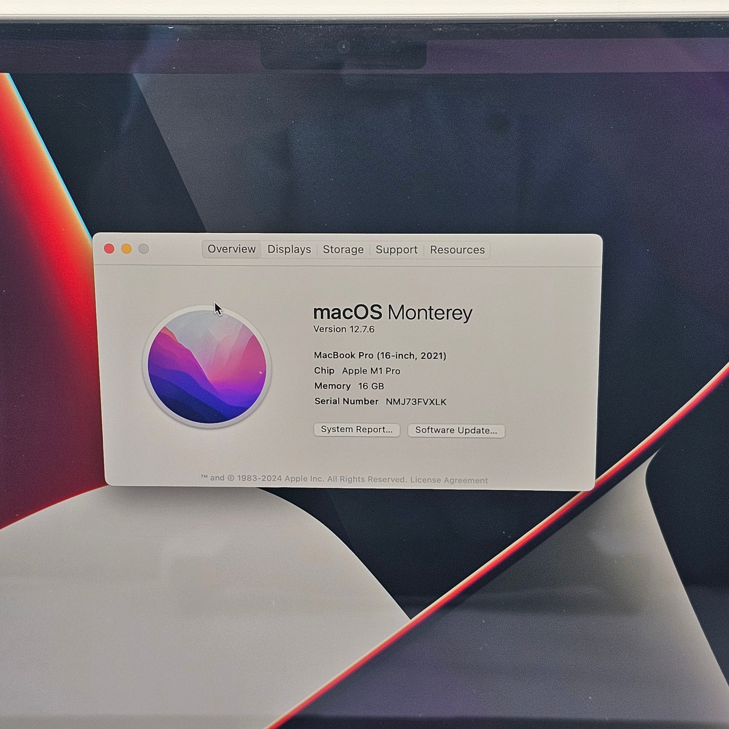 2021 Apple MacBook Pro 16" M1 Pro 14C GPU 3.2GHz 16GB RAM 512GB SSD A2485