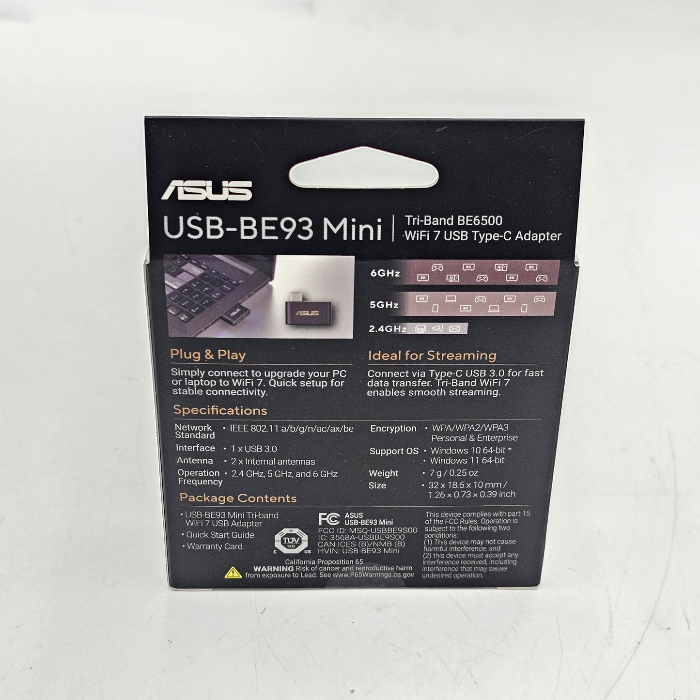 New ASUS Tri-Band WiFi 7 USB Type-C Adapter Mini USB-BE93