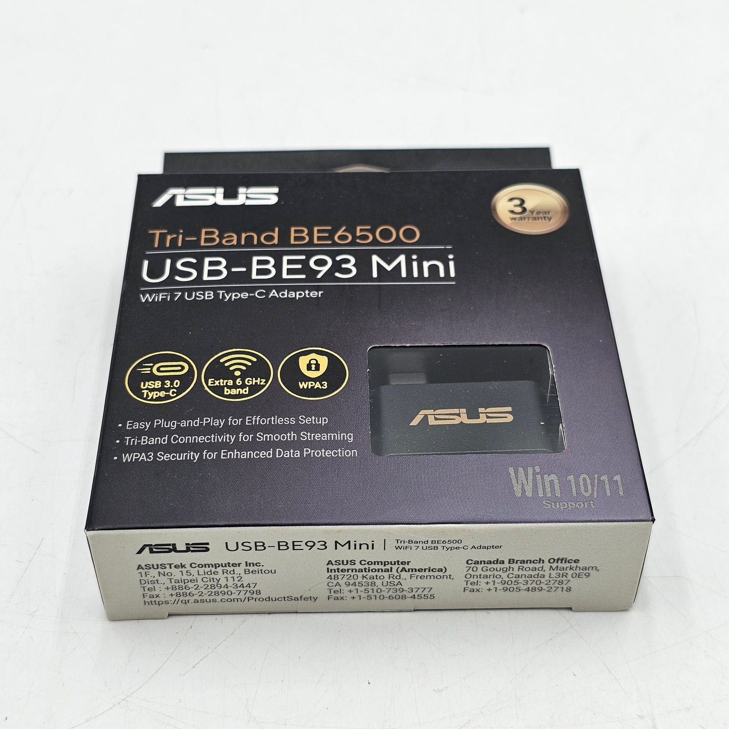 New ASUS Tri-Band WiFi 7 USB Type-C Adapter Mini USB-BE93