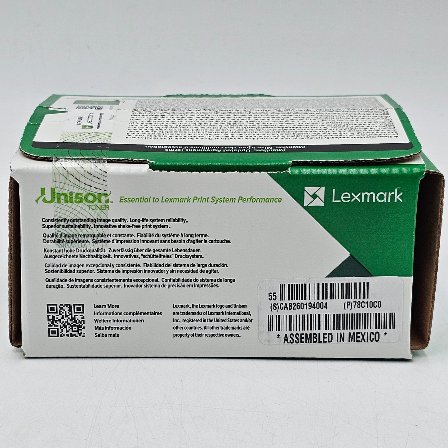 New Lexmark 78C10C0 Cyan Toner Cartridge