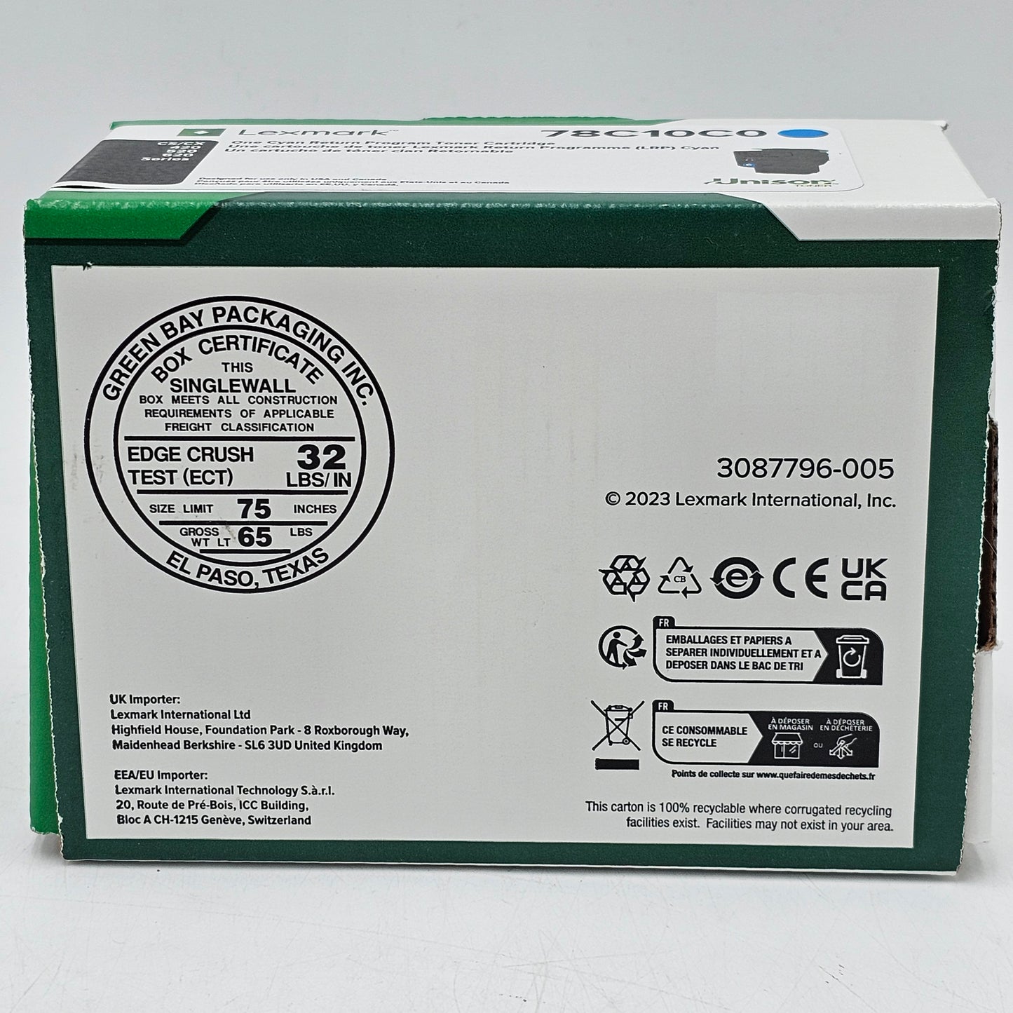 New Lexmark 78C10C0 Cyan Toner Cartridge