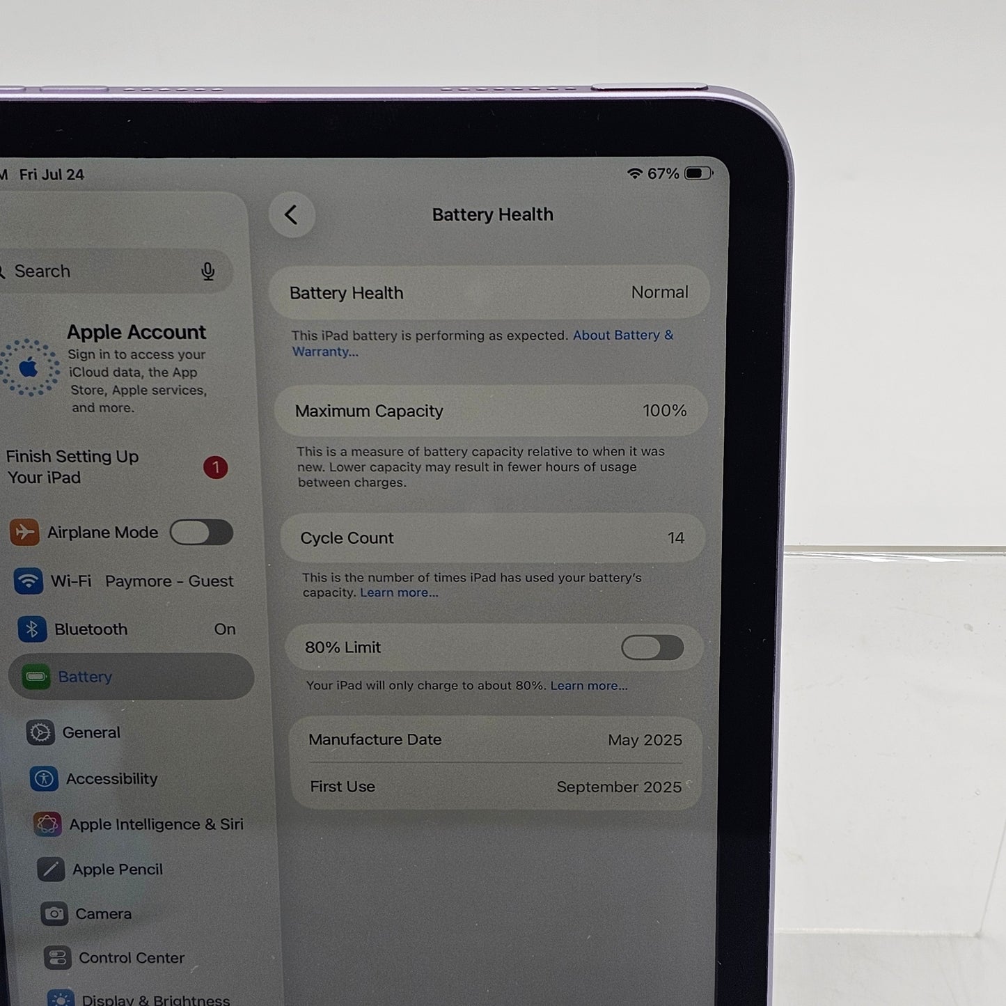 WiFi Only Apple iPad Mini (A17 Pro) 128GB Purple MXN93LL/A