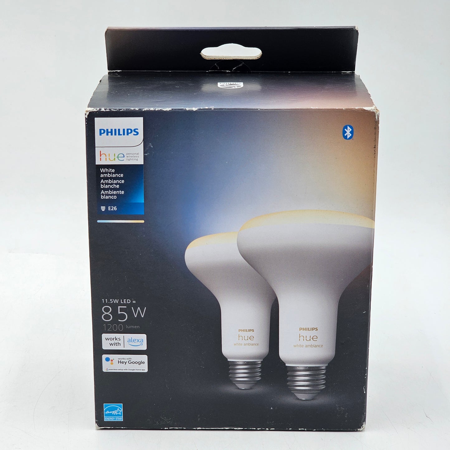 New Philips Hue White Ambiance Bluetooth 85W Smart LED 2 Pack BR30