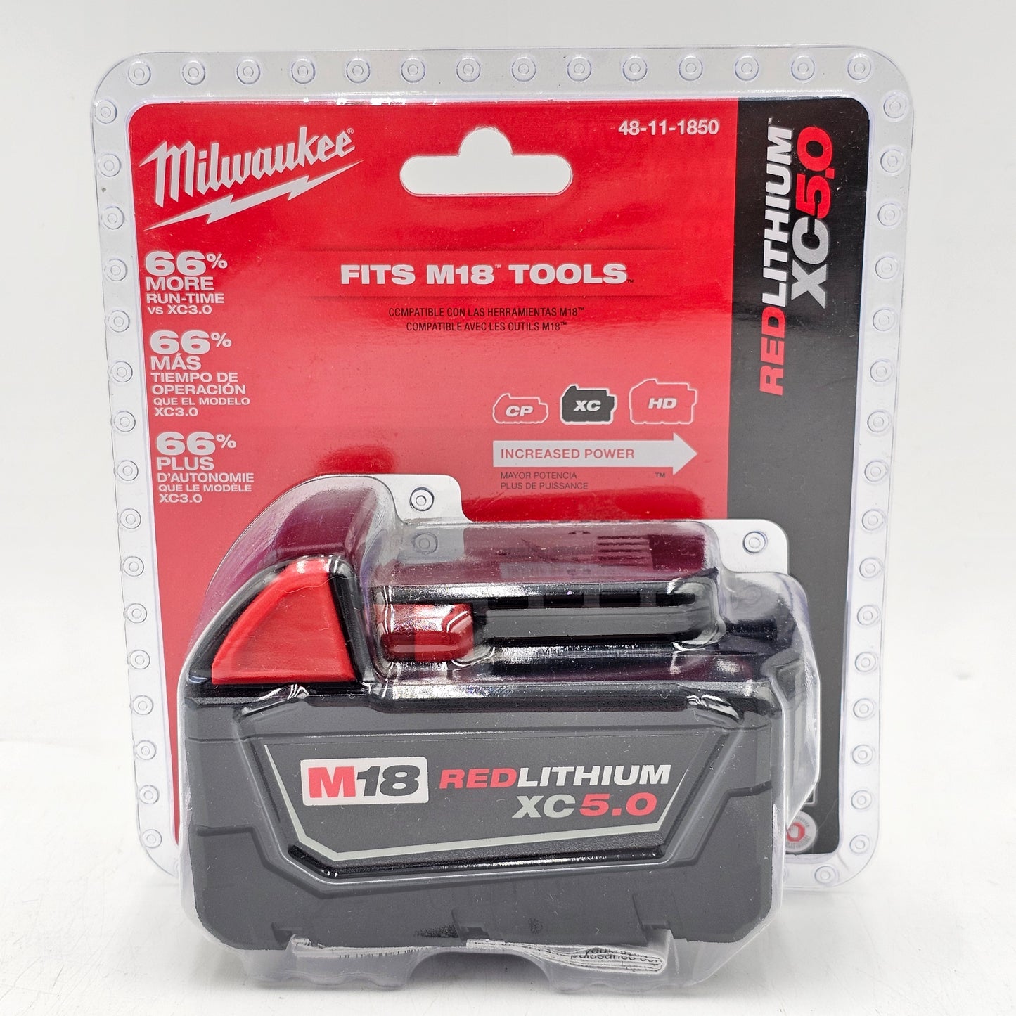 New Milwaukee 48-11-1850 M18 18V Red Lithium XC 5.0 M18
