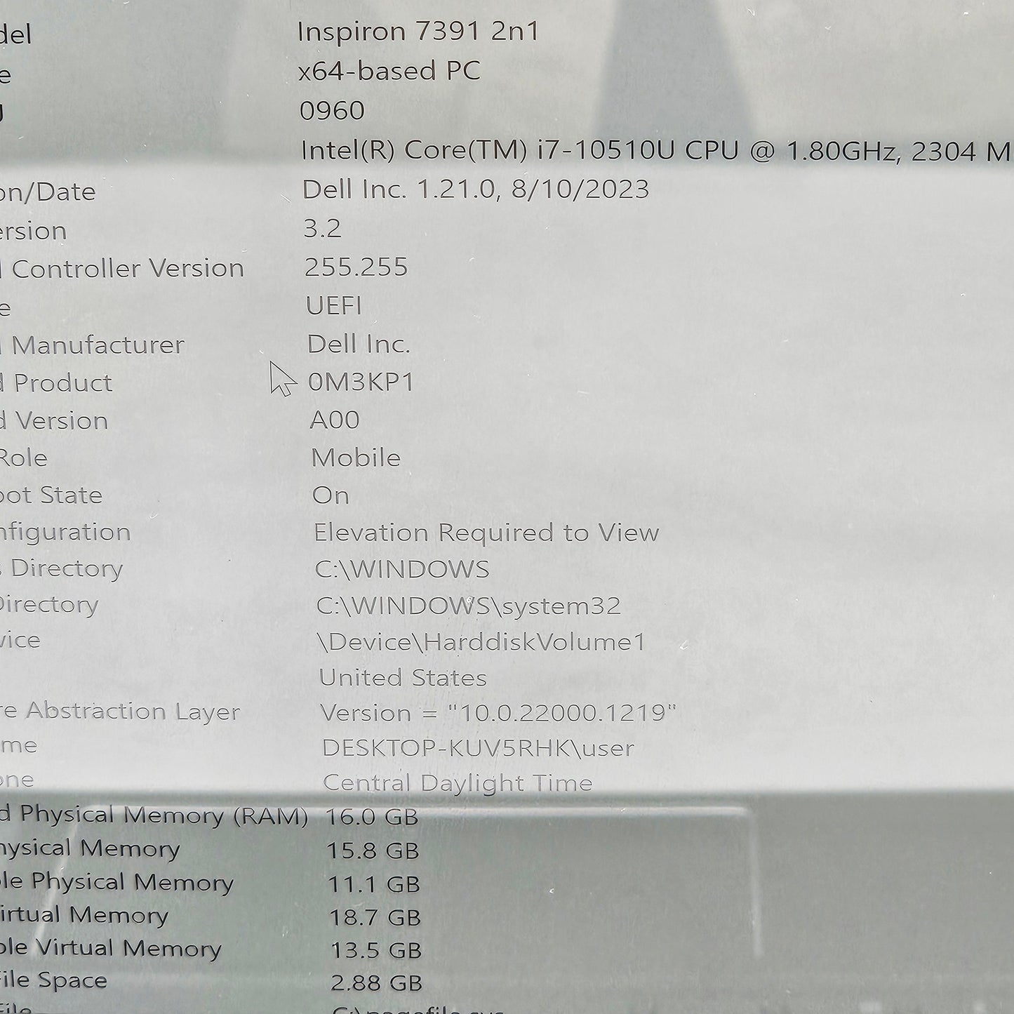 Dell Inspiron 7391 13.3" i7-10510U 1.8GHz 16GB RAM 512GB SSD