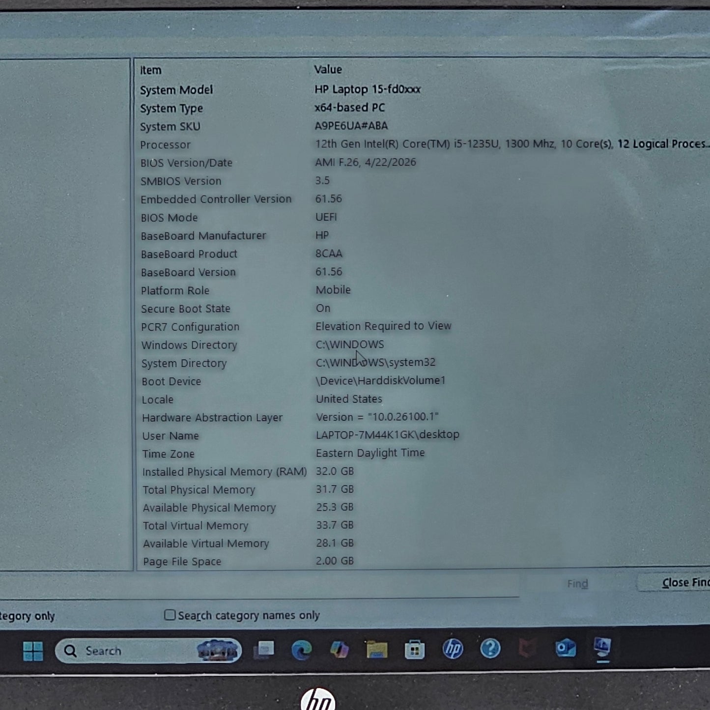 HP NoteBook 15-FD0005DX 32GB i5-1235U 1.3GHz 1TB SSD