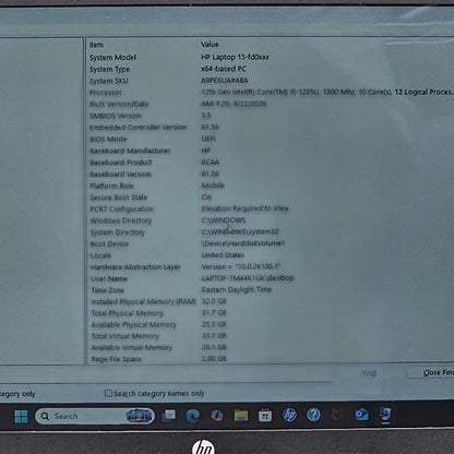 HP NoteBook 15-FD0005DX 32GB i5-1235U 1.3GHz 1TB SSD