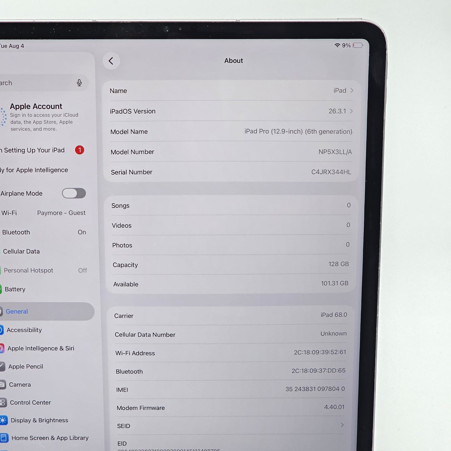 Factory Unlocked Apple iPad Pro 12.9" 6th Gen 128GB Space Gray