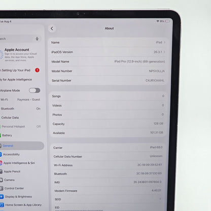 Factory Unlocked Apple iPad Pro 12.9" 6th Gen 128GB Space Gray