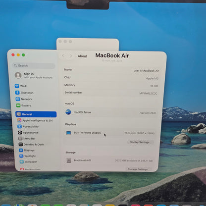 2024 Apple MacBook Air 15" M3 8C GPU 4.0GHz 16GB RAM 256GB SSD A3114