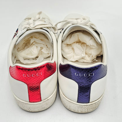 Gucci Ace Web UFO Dragon Sneaker Patch White Leather Python Sz 11