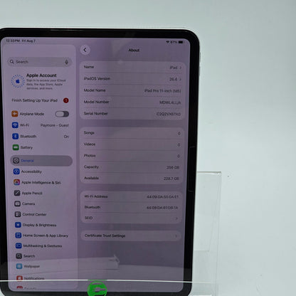WiFi Only Apple iPad Pro 11" M5 256GB Silver MDWL4LL/A