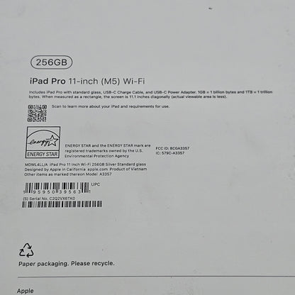 WiFi Only Apple iPad Pro 11" M5 256GB Silver MDWL4LL/A