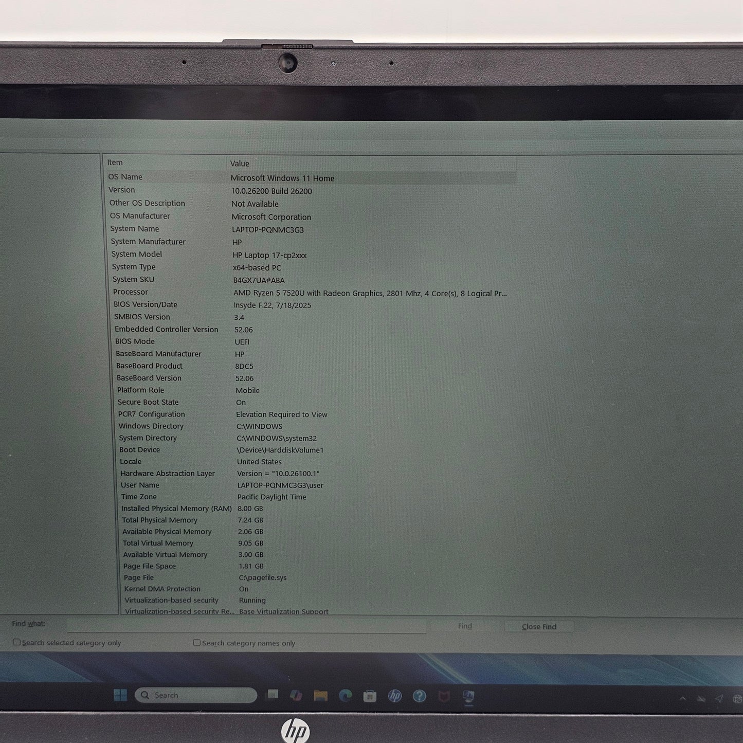 HP NoteBook 17-CP2025DX 15.6" Ryzen 5 7520U 2.0GHz 8GB RAM 512GB SSD