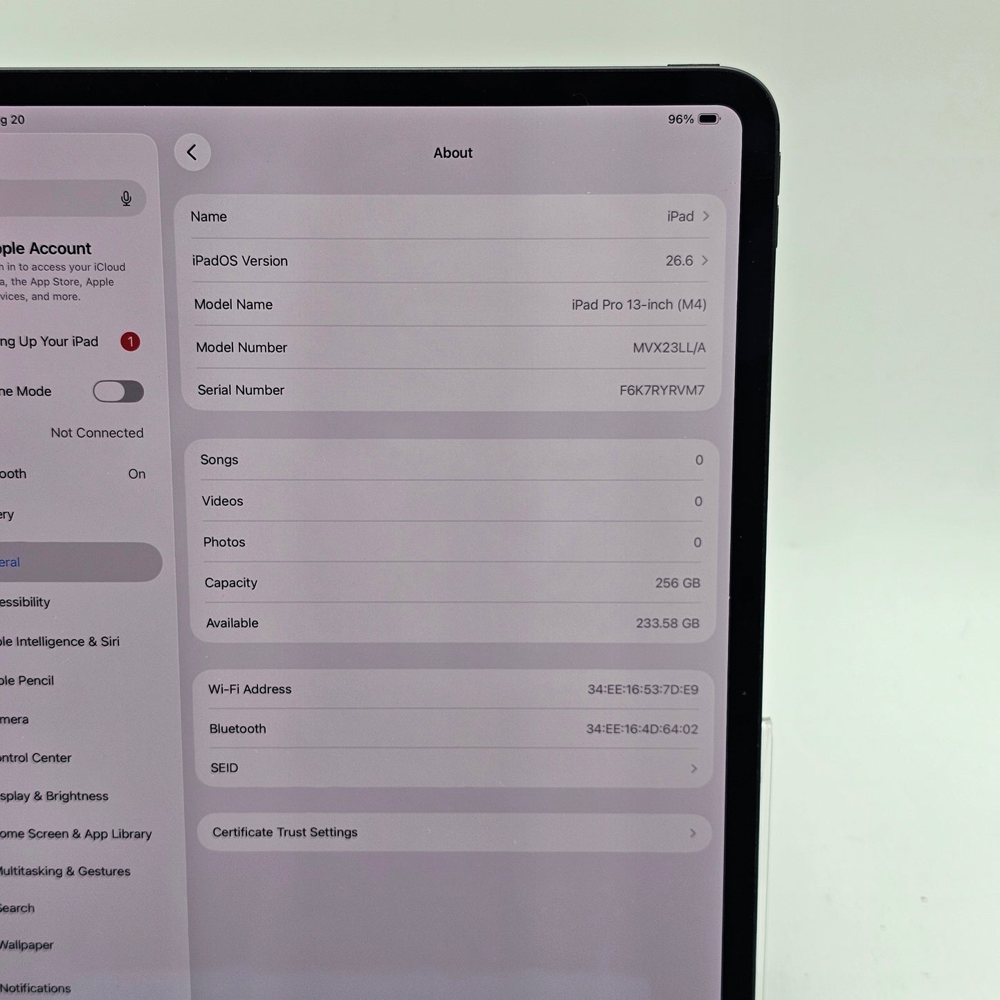 WiFi Only Apple iPad Pro 13" M4 256GB Space Gray MVX23LL/A