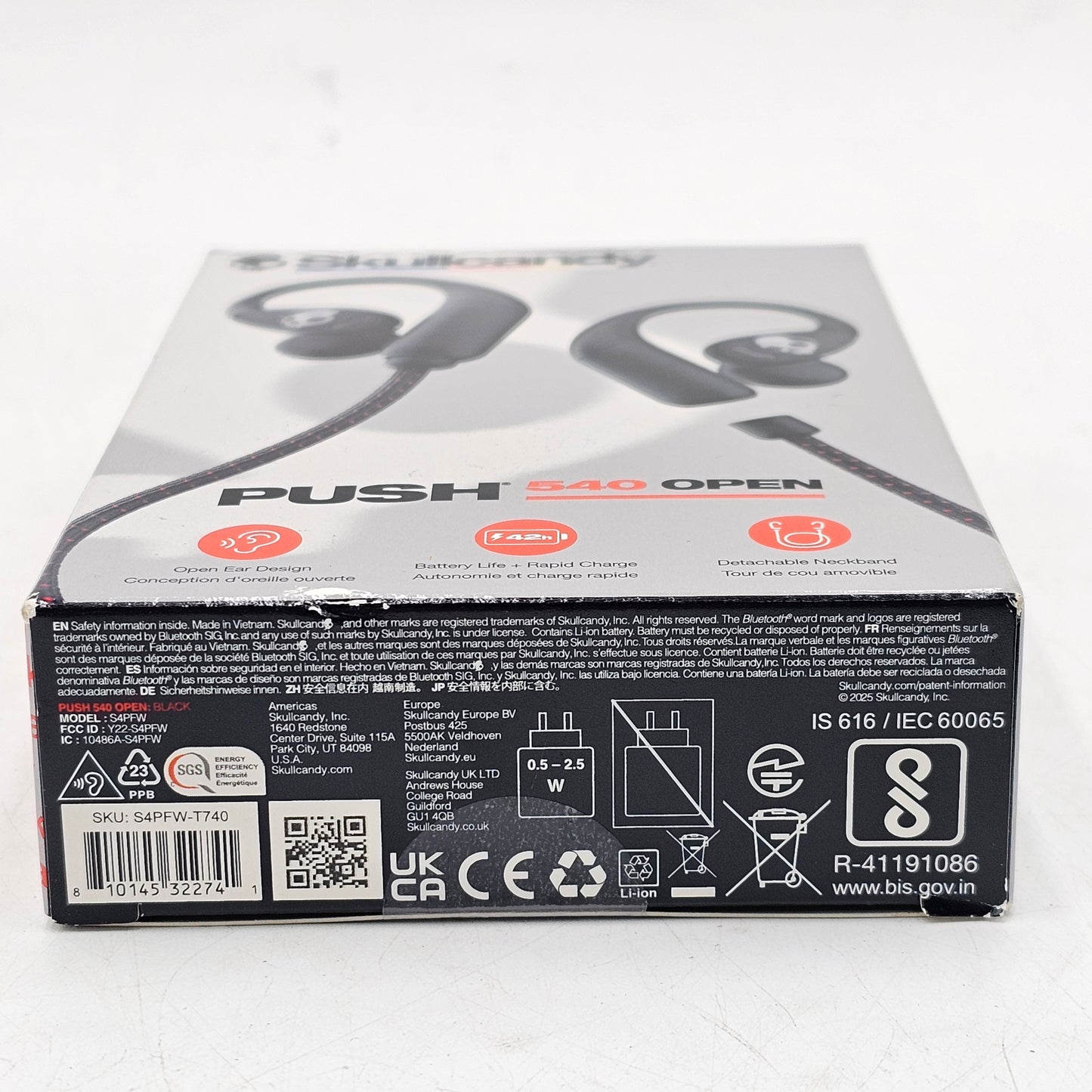 New Skullcandy Push 540 Open Open-Ear Bluetooth Headphones Black S4PFW-T740