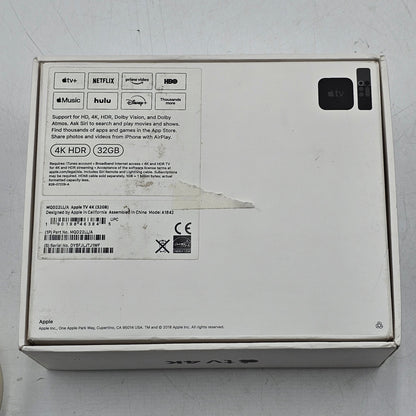 Apple TV 4K 1st Gen 32GB Digital HD Media Streamer MQD22LL/A WiFi + Ethernet